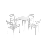 ensemble table de terrasse 70cm et 4 fauteuils blanc