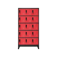 armoire de rangement, armoire à casiers anthracite et rouge 90x40x180 cm acier pks18276 meuble pro