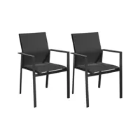 fauteuils de jardin empilables delia (lot de 2) graphite, noir