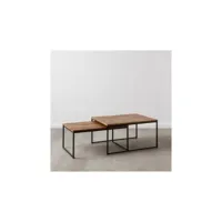 tables gigognes rectangulaires bois-métal - doudia n°1 - l 80 x l 60 x h 40 - l 80 x l 50 x h 35 cm - neuf