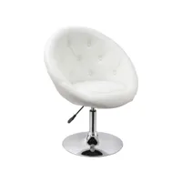 fauteuil siège chaise capitonné lounge pivotant synthétique blanc helloshop26 1109002