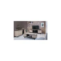 ensemble meuble tv table basse buffet wayne - mélaminé - style scandinave - chene brossé et noir wayne13618