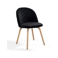 lot de 6 chaises de salle à manger en velours pieds en bois hêtre style moderne chaise scandinave pour salon chambre cuisine bureau noir helloshop26 01_0000483