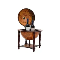 support à vin, étagère range bouteille bar forme globe marron bois d'eucalyptus massif -asaf75031 meuble pro