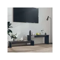 meuble tv - armoire de tv  banc tv  pour salon gris brillant 180x30x43 cm aggloméré -neww90470
