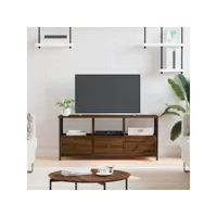 meuble tv - armoire de tv  banc tv  pour salon chêne marron 102x33x45 cm bois d'ingénierie et fer -neww25981