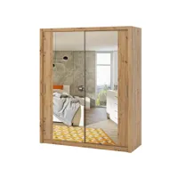 armoire portes coulissantes - rinker - 180 cm - chêne artisanal - avec miroir