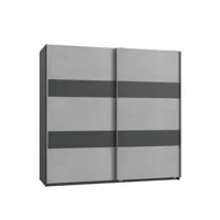 armoire de rangement aude portes coulissantes 179 cm gris clair rechampis graphite 20100890997