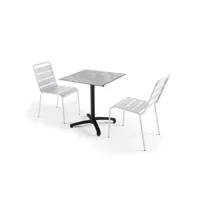 ensemble table de jardin stratifié marbre et 2 chaises blanc