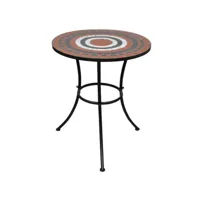 table de jardin ronde céramique orange et métal noir keani