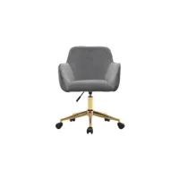 chaise de bureau pivotante réglable en hauteur en velours pour le bureau à domicile avec des pieds dorés, gris