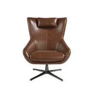 fauteuil pivotant en cuir brun