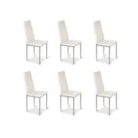designetsamaison - lot de 6 chaises salle à manger blanches - lena c-lena06
