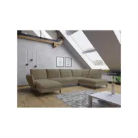 canapé d'angle panoramique rosali pieds industriel beige angle droit