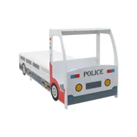 lit voiture de police avec matelas pour enfants 90x200cm 7 zone