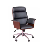 chaise de bureau en bois de noyer foncé et recouverte de simili cuir - nordic s , noir , réglable silla277