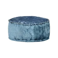 pouf rond velours 40 x 20 cm bleu