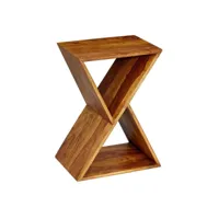 finebuy table d'appoint en forme de x 43x60x30 cm table d'appoint en sheesham en bois massif  table de salon solide  petite table de salon en bois véritable  table basse avec étagères