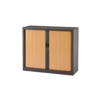 armoire basse à rideaux monoblocs generic 100 x 120 cm anthracite-hêtre