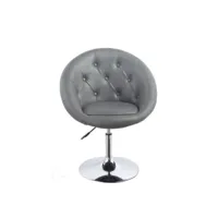fauteuil oeuf capitonné design cuir pu chaise bureau gris fal09007