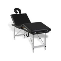 vidaxl table de massage pliable noir 4 zones avec cadre en aluminium 110099