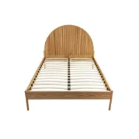 lit et tête de lit intégrée 160x200 cm en bois massif naturel - lt17014