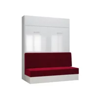 armoire lit escamotable dynamo sofa façade blanc brillant canapé rouge 160*200 cm 20100990895