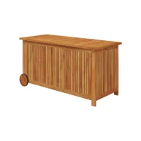 coffre boîte meuble de jardin rangement avec roues 113 x 50 x 58cm bois acacia helloshop26 02_0013064