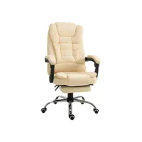fauteuil de bureau fauteuil manager grand confort dossier inclinable roulettes p.u 65 x 69 x 127 cm crème
