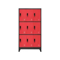 armoire de rangement, armoire à casiers anthracite et rouge 90x45x180 cm acier pks82962 meuble pro