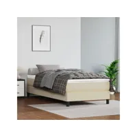 matelas de lit relaxant à ressorts ensachés crème 80x200x20cm similicuir