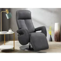 fauteuil de relaxation électrique avec têtière manuelle en cuir gris balbo