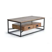 table basse - bois de manguier et métal - coloris naturel - 45x120x60 cm