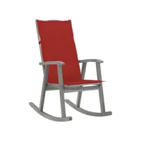 chaise à bascule fauteuil à bascule  fauteuil de relaxation avec coussins gris bois d'acacia massif meuble pro frco39813
