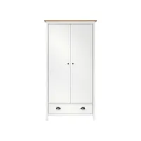 garde-robe à 2 portes hill blanc 89x50x170cm armoire penderie multi-rangement bois de pin solide fr2024