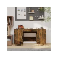 bureau informatique table de bureau - chêne fumé 140x50x75 cm bois d'ingénierie meuble pro frco80588