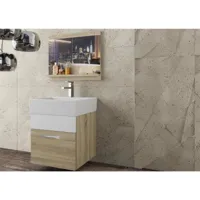 kollo - ensemble de salle de bain - 3 pcs - meuble à suspendre - vasque en porcelaine - beige