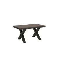 table extensible 6 à 20 places l 160 à 420cm bois foncé et cadre métal gris foncé tsara