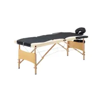 table de massage pliable 3 zones lit de massage  table de soin bois noir et beige meuble pro frco17353
