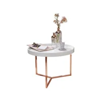 finebuy design table bois métal ø 58,5 cm  table du canapé moderne  table basse en bois table  table de salon rond