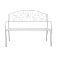banc d'assise, banquette rectangulaire en métal coloris blanc - longueur 123 x profondeur 53 x hauteur 91 cm