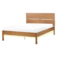 lit double en bois clair avec led 140 x 200 cm boisset 447305