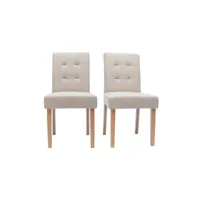 chaises capitonnées en tissu beige naturel et bois clair (lot de 2) ester