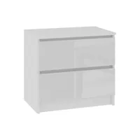 skandi - table de chevet contemporain chambre 60x55x40 cm - 2 tiroirs larges - design moderne&robuste  - table d'appoint - blanc laqué