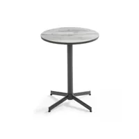 table bistrot ronde en acier et céramique effet bois gris - tivoli