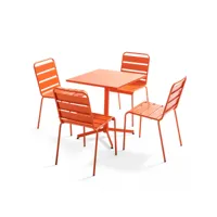 ensemble table de jardin carrée et 4 chaises orange - palavas