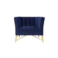fauteuil en velours alaia - bleu foncé bleu - angle droit