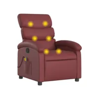 fauteuil de massage inclinable, fauteuil de relaxation, chaise de salon rouge bordeaux similicuir fvbb47135 meuble pro