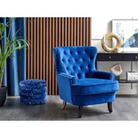 fauteuil style chesterfield en tissu bleu marine viborg ii 97099