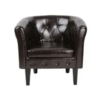 miadomodo® fauteuil chesterfield - lot de 2, en simili cuir et bois, avec éléments décoratifs touffetés, 58 x 71 x 70 cm, marron - chaise, cabriolet, meuble de salon